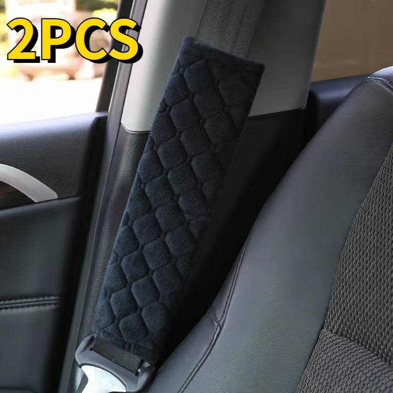 2PCS Universal Car Seat Belt Cover Adjustable Plush Car Safety Belt Cover Shoulder Pad for Kids Adults Car Interior Accessories