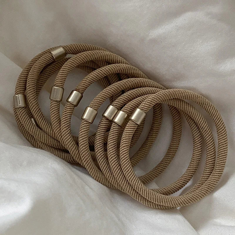 10Pcs/Set Hair Ties Basic Plain Color Thick High Elasticity Elastic Hair Band Ponytail Holder Rubber Band Women Hair Accessories