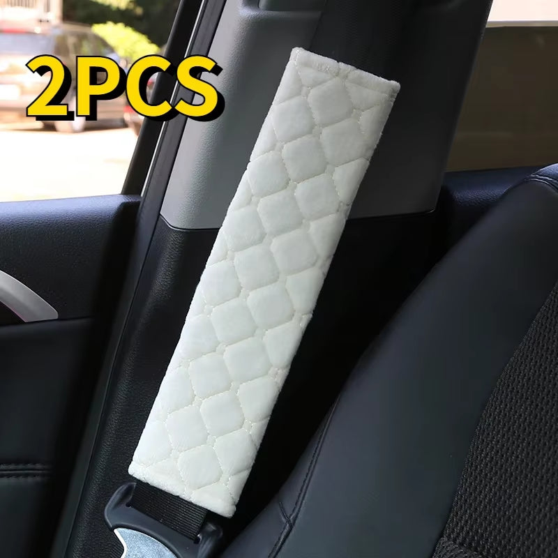 2PCS Universal Car Seat Belt Cover Adjustable Plush Car Safety Belt Cover Shoulder Pad for Kids Adults Car Interior Accessories
