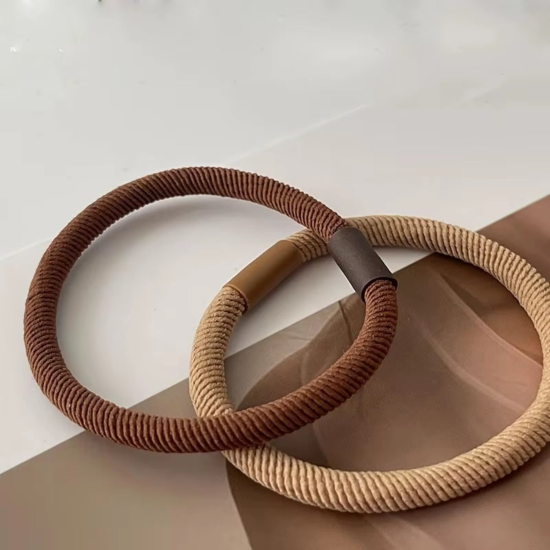 10Pcs/Set Hair Ties Basic Plain Color Thick High Elasticity Elastic Hair Band Ponytail Holder Rubber Band Women Hair Accessories
