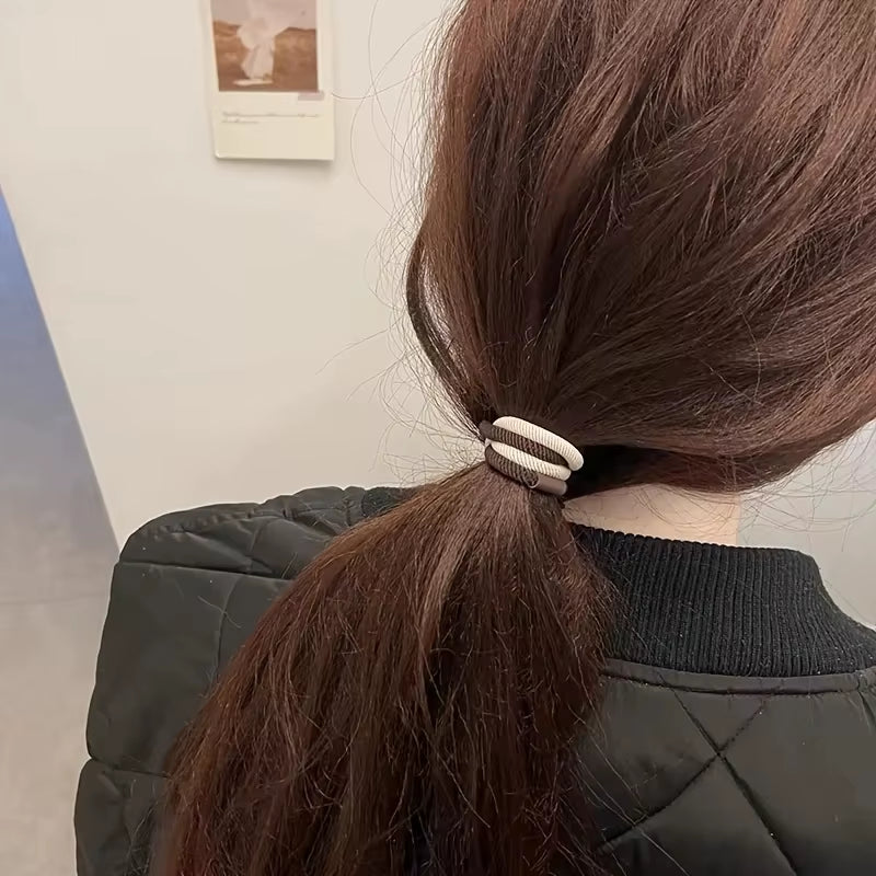 10Pcs/Set Hair Ties Basic Plain Color Thick High Elasticity Elastic Hair Band Ponytail Holder Rubber Band Women Hair Accessories