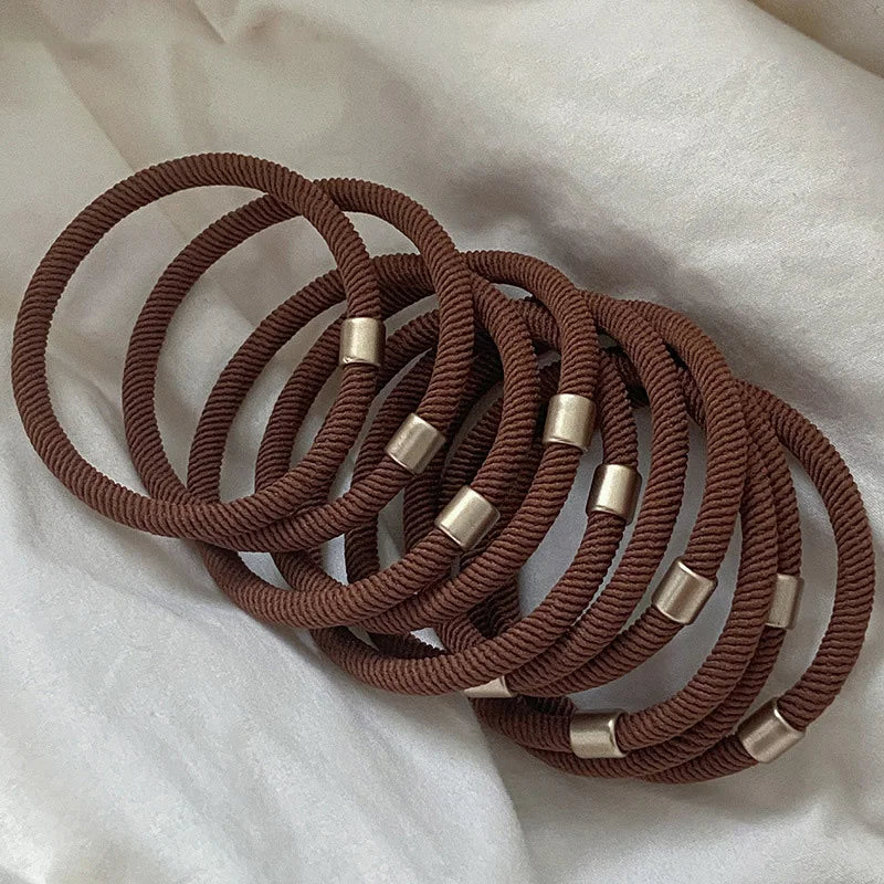10Pcs/Set Hair Ties Basic Plain Color Thick High Elasticity Elastic Hair Band Ponytail Holder Rubber Band Women Hair Accessories