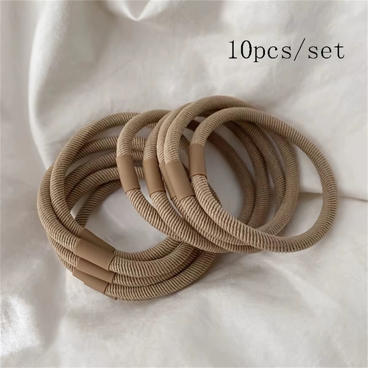 10Pcs/Set Hair Ties Basic Plain Color Thick High Elasticity Elastic Hair Band Ponytail Holder Rubber Band Women Hair Accessories