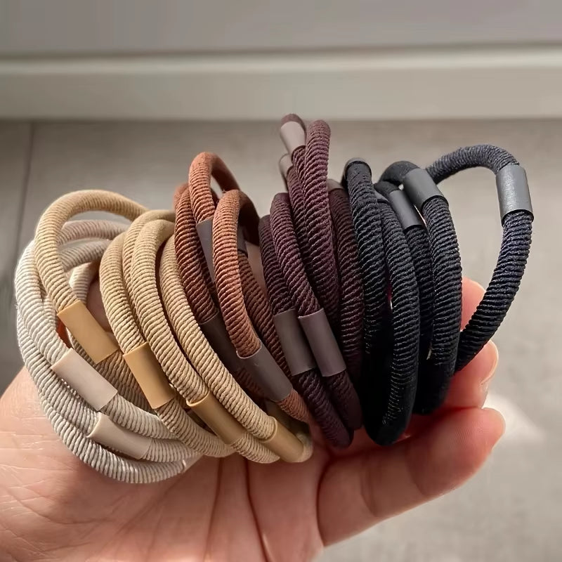 10Pcs/Set Hair Ties Basic Plain Color Thick High Elasticity Elastic Hair Band Ponytail Holder Rubber Band Women Hair Accessories