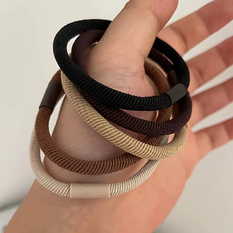 10Pcs/Set Hair Ties Basic Plain Color Thick High Elasticity Elastic Hair Band Ponytail Holder Rubber Band Women Hair Accessories