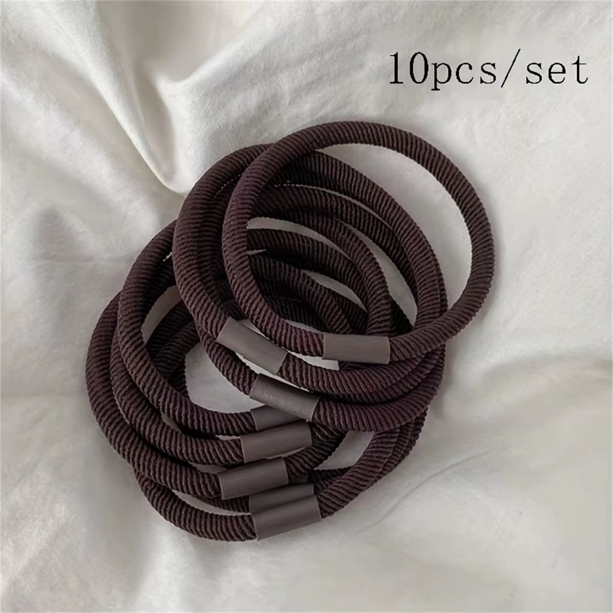 10Pcs/Set Hair Ties Basic Plain Color Thick High Elasticity Elastic Hair Band Ponytail Holder Rubber Band Women Hair Accessories