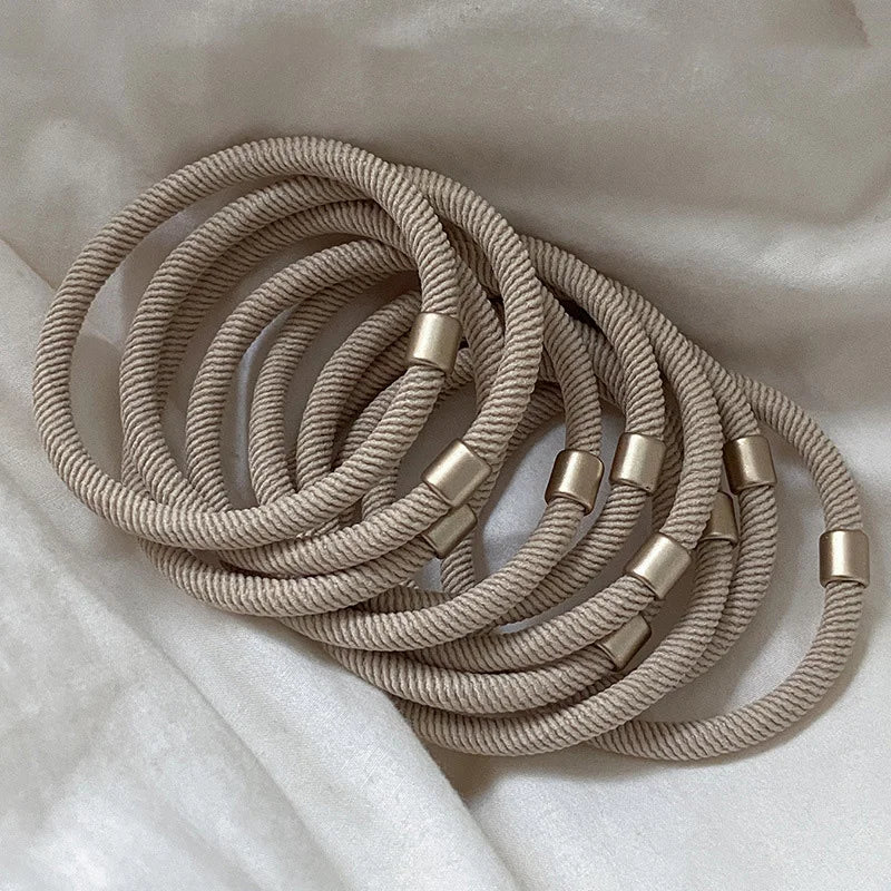 10Pcs/Set Hair Ties Basic Plain Color Thick High Elasticity Elastic Hair Band Ponytail Holder Rubber Band Women Hair Accessories