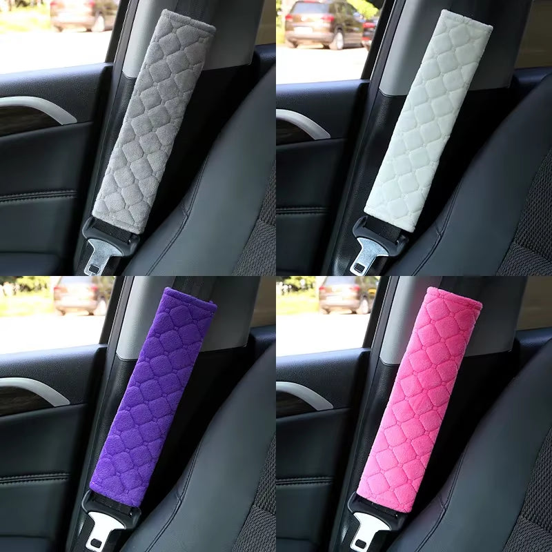 2PCS Universal Car Seat Belt Cover Adjustable Plush Car Safety Belt Cover Shoulder Pad for Kids Adults Car Interior Accessories
