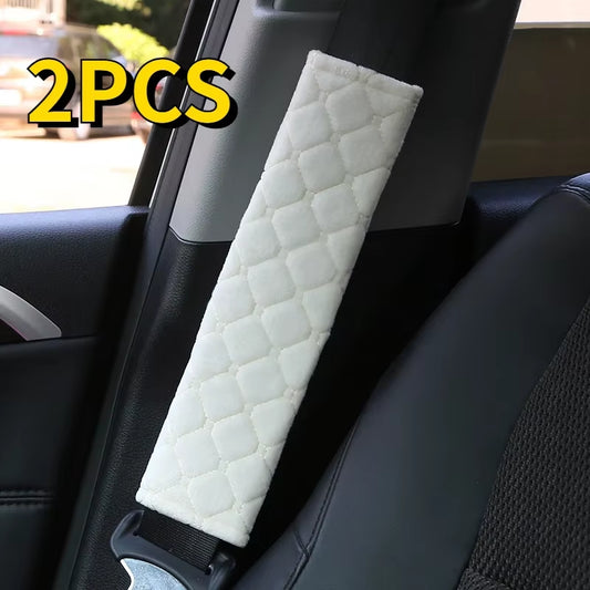 2PCS Universal Car Seat Belt Cover Adjustable Plush Car Safety Belt Cover Shoulder Pad for Kids Adults Car Interior Accessories
