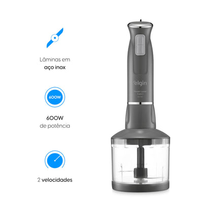 Mixer Power Inox 3 em 1 600W Elgin Lunar 110V - Mixer, triturador e batedor