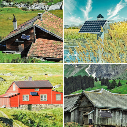 Kit Painel Solar 20W 12V Monocristalino com Controlador de Carga Solar 10A + Cabo de Extensão com Garras para Bateria e Terminal Olhal para Motorhome, Barco, Uso Marítimo e Sistema Off-Grid