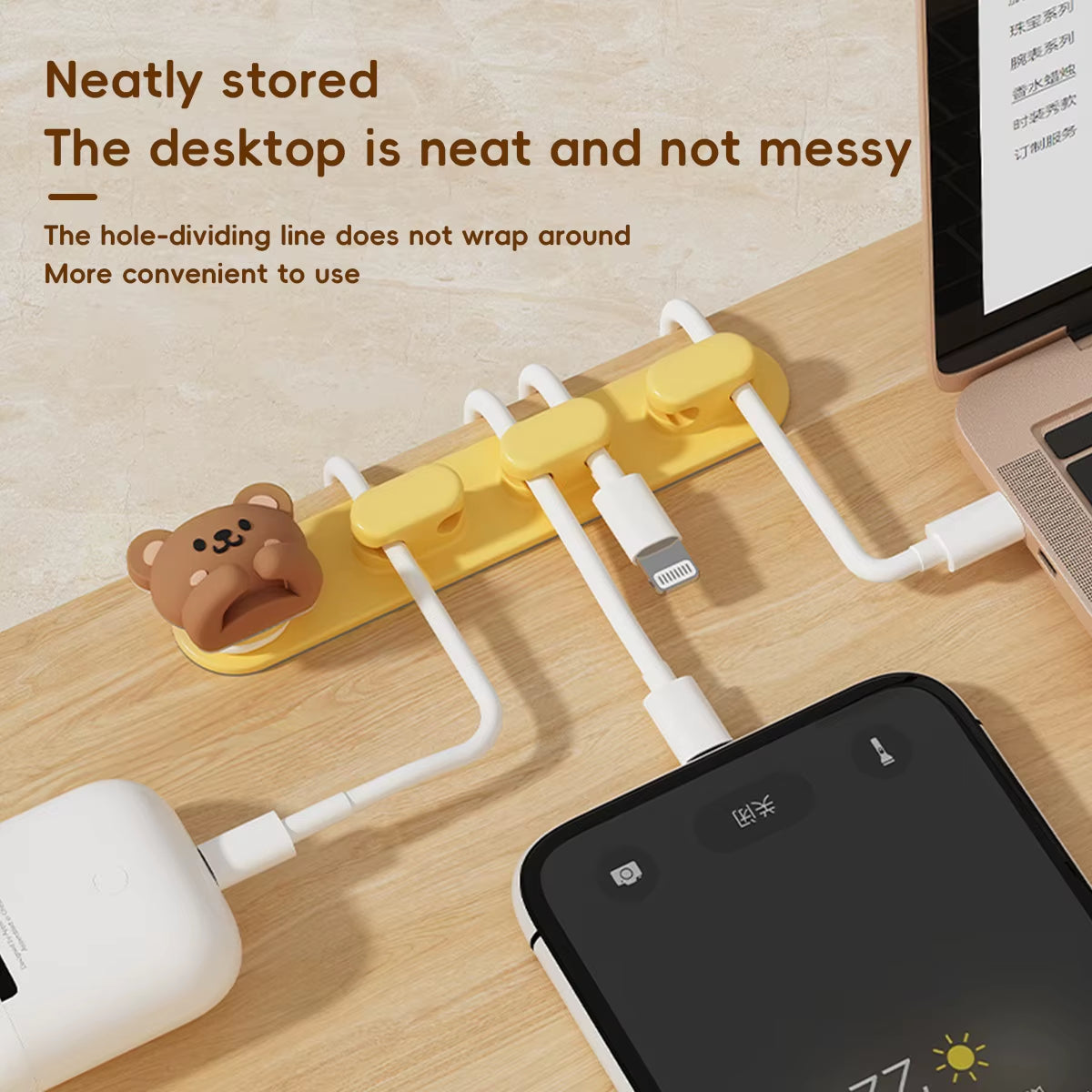 Worthbuy Desktop Cute Cable Organizers Holder Clips Desk Tidy Organiser Self Adhesive Cable Management Office Wire Cord Holder